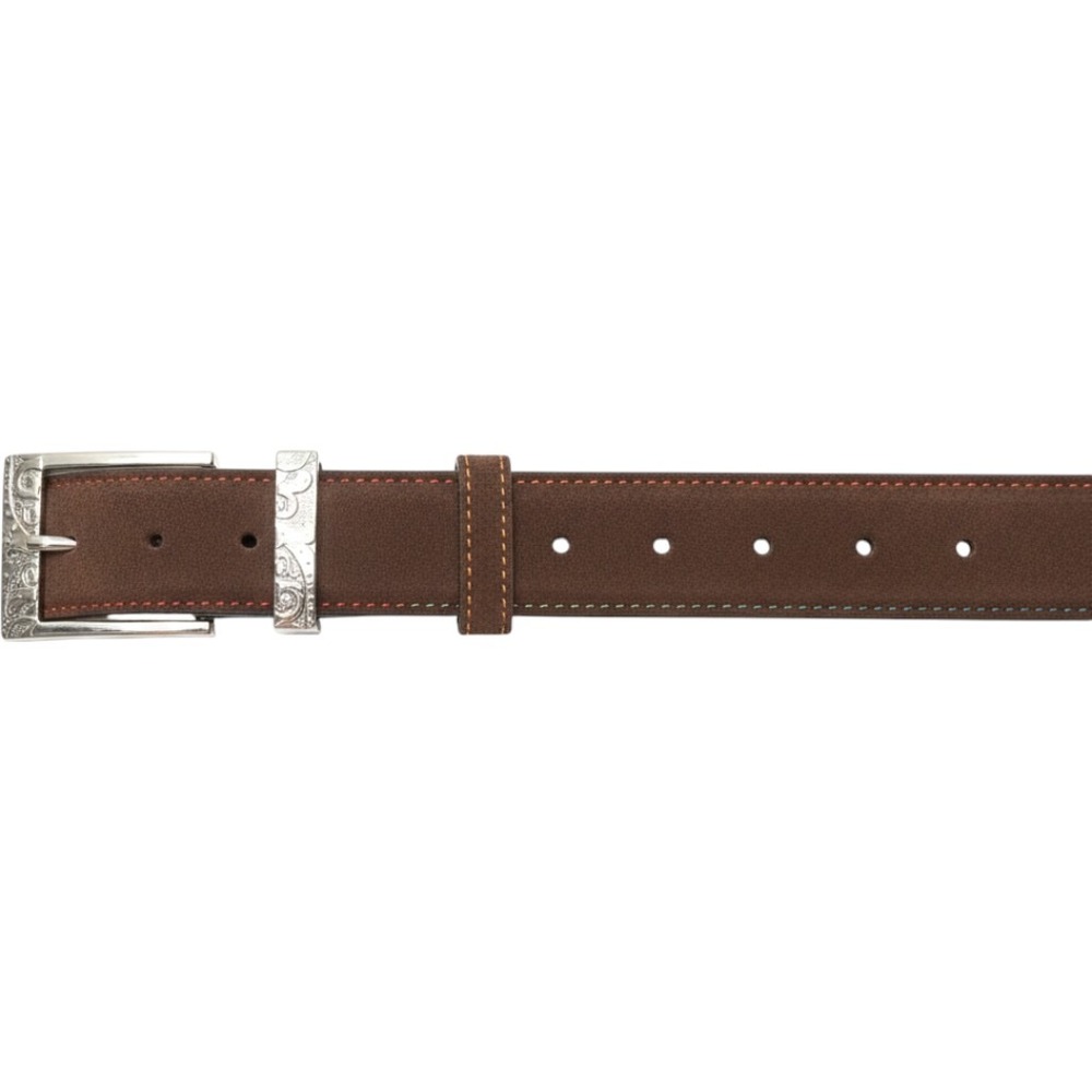 Robert Graham Mens Brown Suede Leather Belt Paisley Embossed Buckle RG800406-DXL